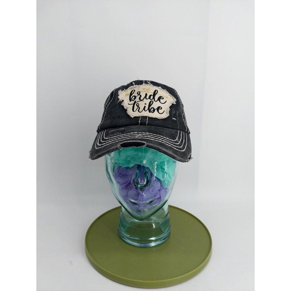 Bride Tribe Bachelorette Distressed Black Hook n Loop Hat